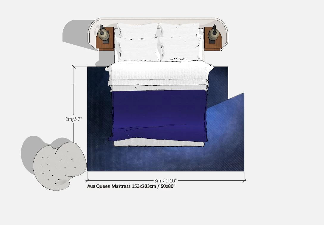 Choosing the right rug for your bedroom - Queen bed examples– rill and ...